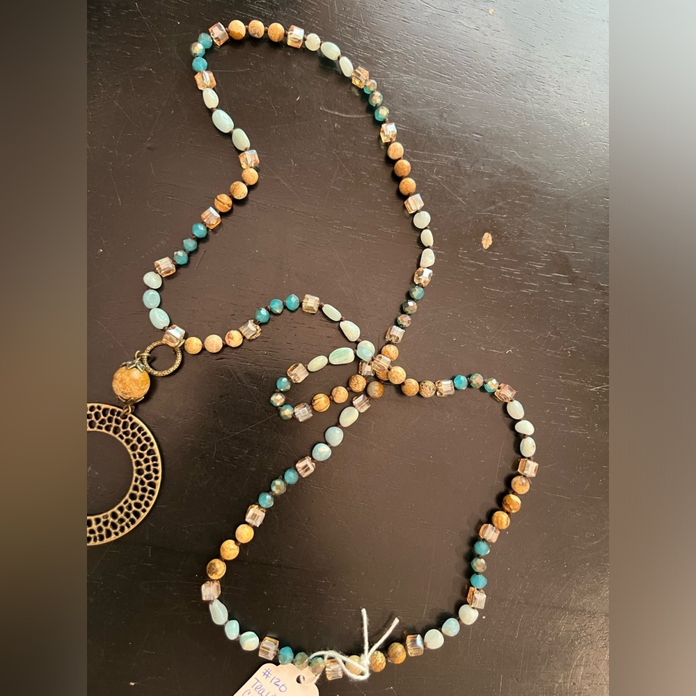NWT bead necklace with talisman (can remove statement piece)